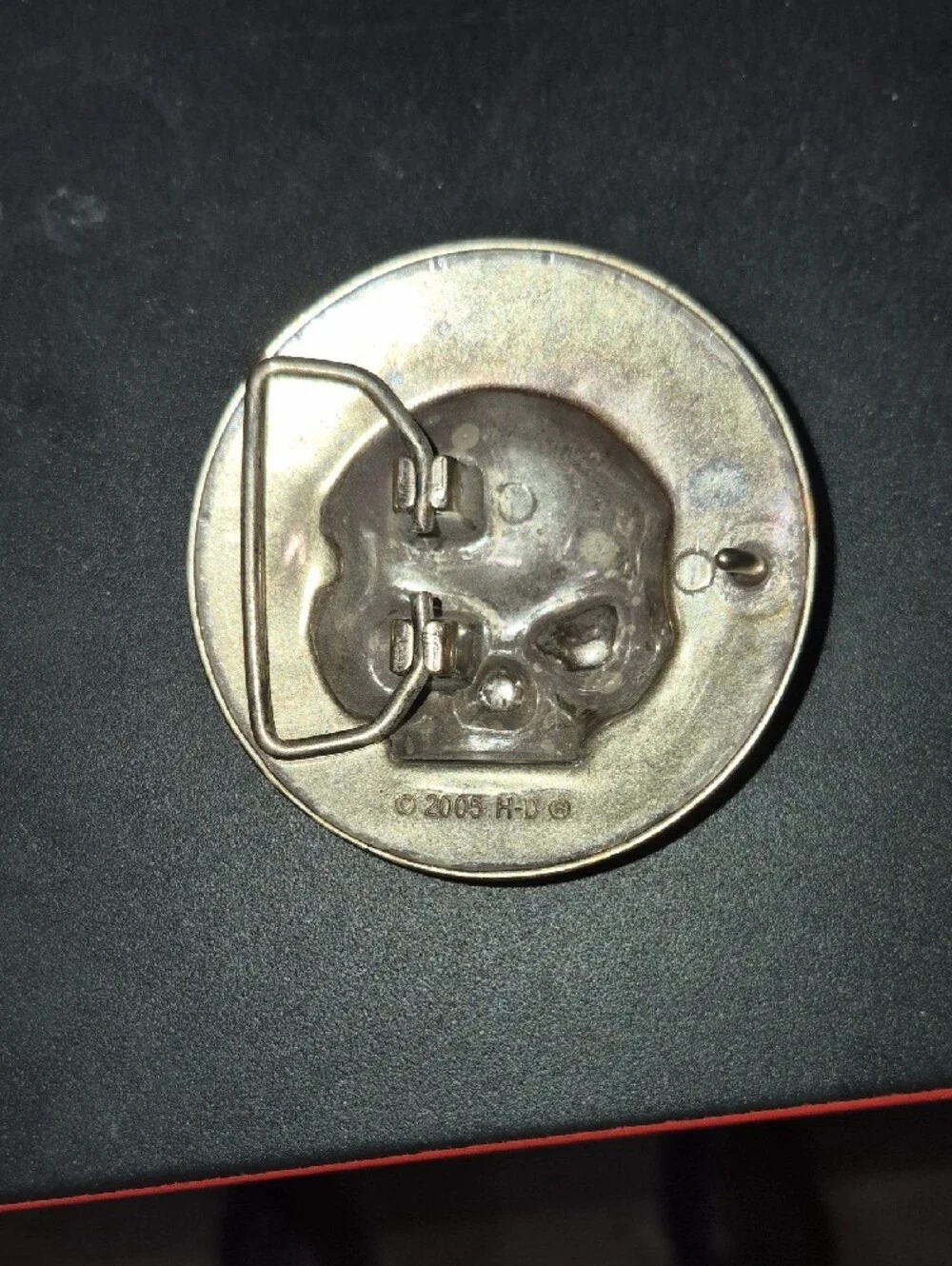Harley-Davidson Silver Skull Round Metal Badge